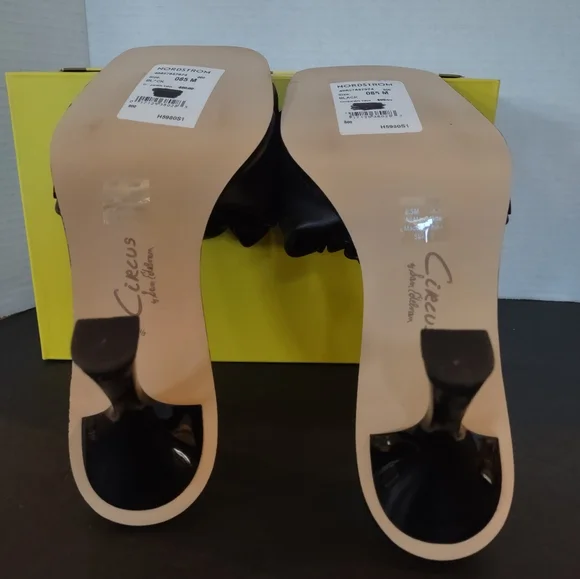 NIB Sam Edelman Black Slade Women's Sandal Heels 8.5 M Slide/Mules Faux Leather - Picture 6 of 12